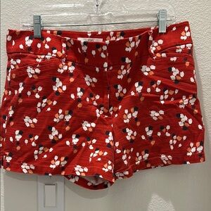 LOFT Red and White Floral Shorts